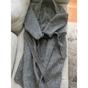 Banana Republic black white wool blend Large Jacket Collar Pea Coat Preowned